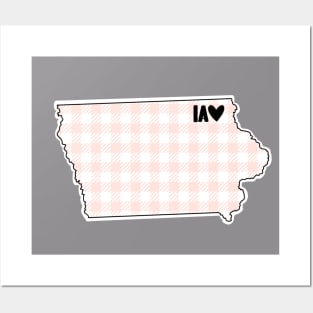 USA States: Iowa (pink plaid) Posters and Art